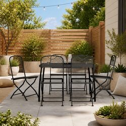 7-Piece Garden Dining Set with Metal Mesh in Anthracite