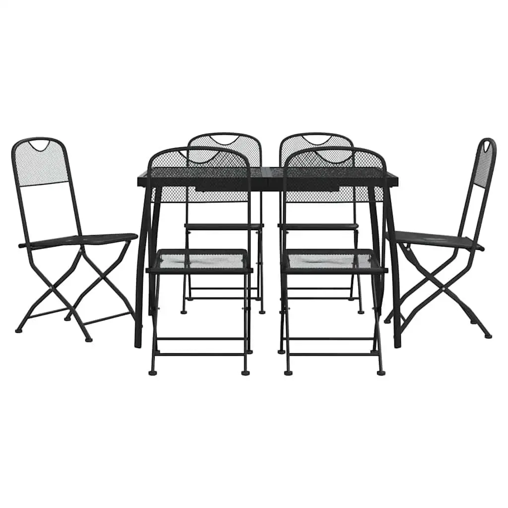 7-Piece Garden Dining Set with Metal Mesh in Anthracite
