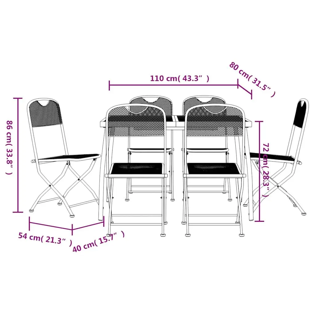 7-Piece Garden Dining Set with Metal Mesh in Anthracite