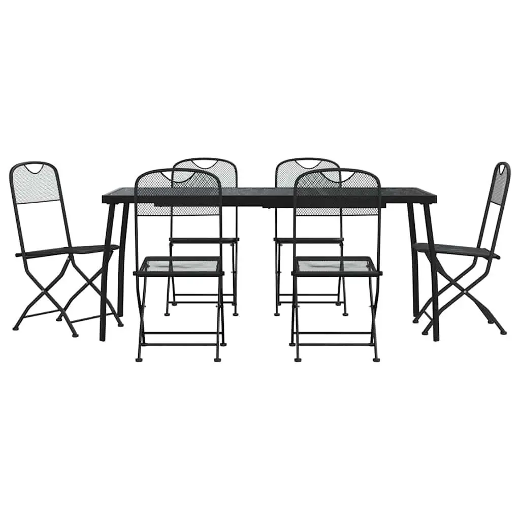 7 Piece Anthracite Metal Mesh Dining Set