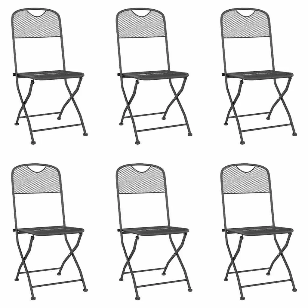 7 Piece Anthracite Metal Mesh Dining Set