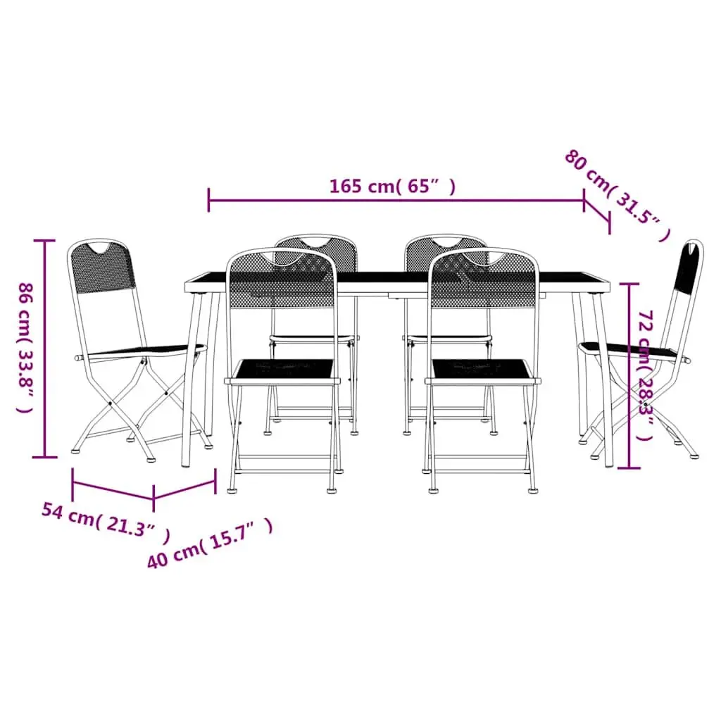 7 Piece Anthracite Metal Mesh Dining Set