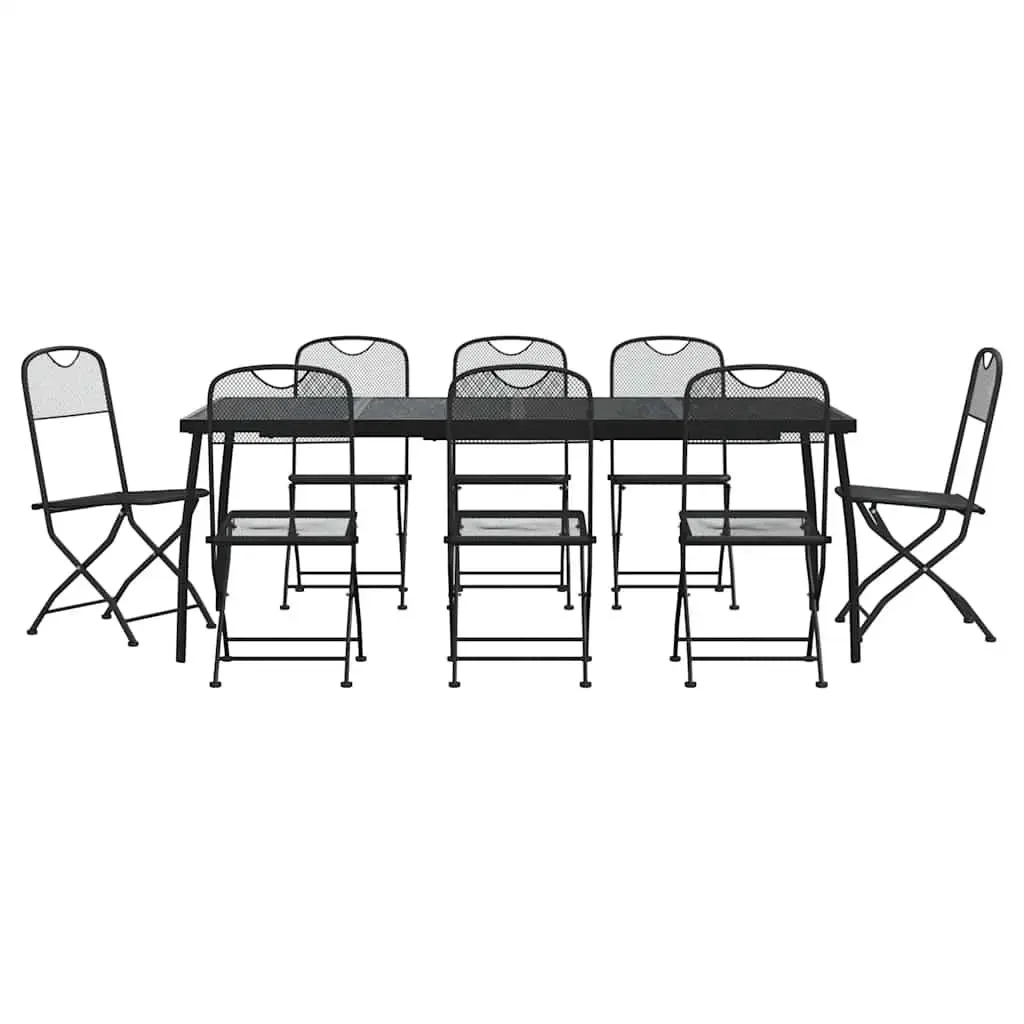 9 Piece Anthracite Metal Mesh Garden Dining Set