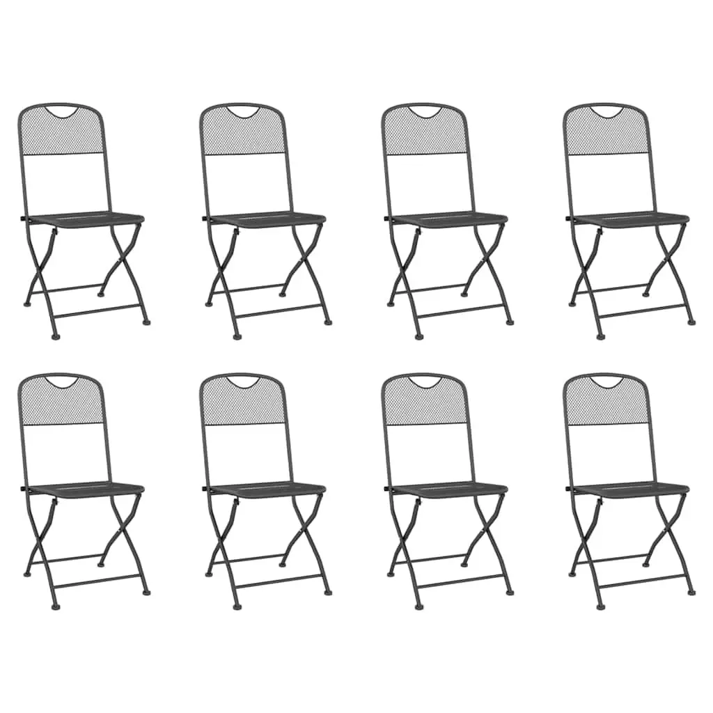 9 Piece Anthracite Metal Mesh Garden Dining Set