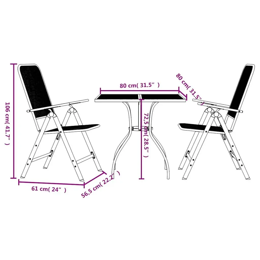 3-Piece Garden Dining Set in Anthracite