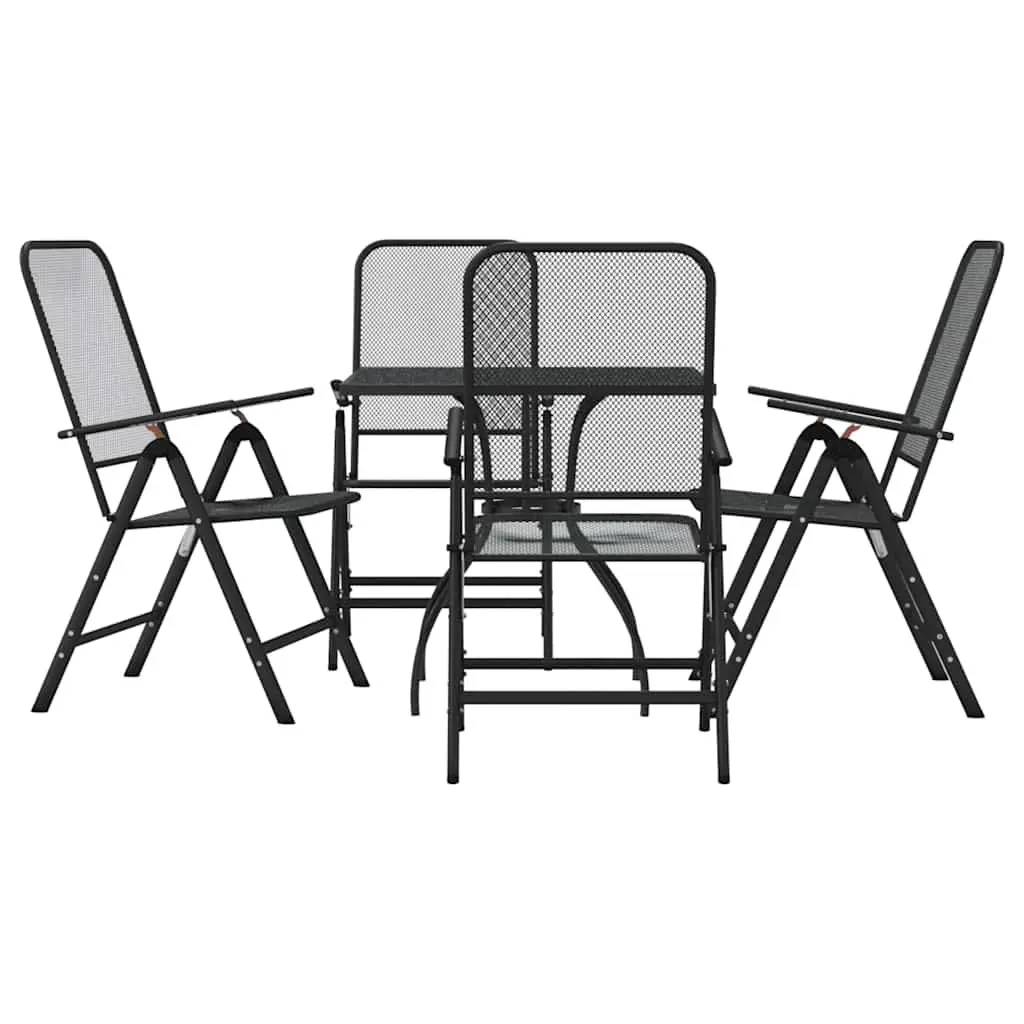 5 Piece Garden Dining Set Metal Mesh Anthracite