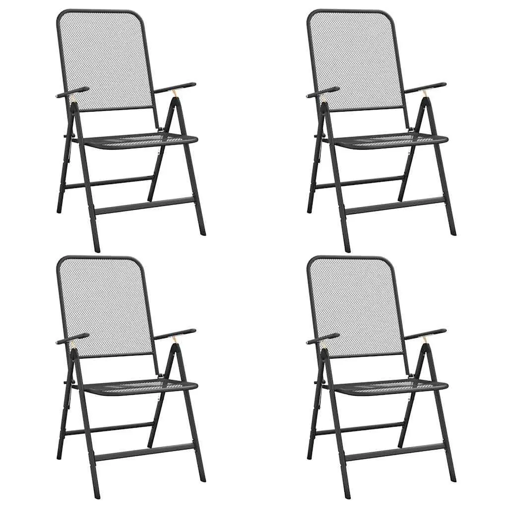 5 Piece Garden Dining Set Metal Mesh Anthracite