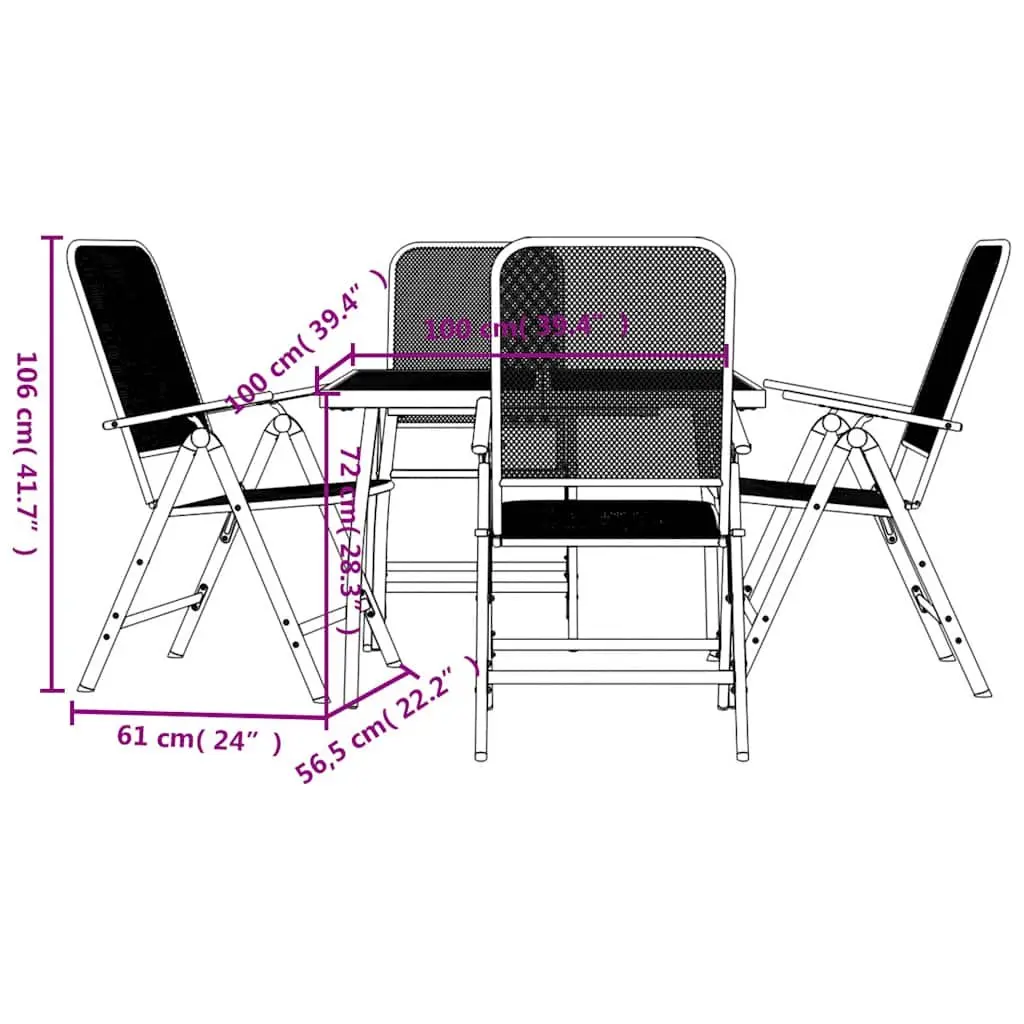 5-Piece Metal Mesh Garden Dining Set