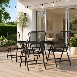 5-Piece Anthracite Metal Mesh Garden Dining Set