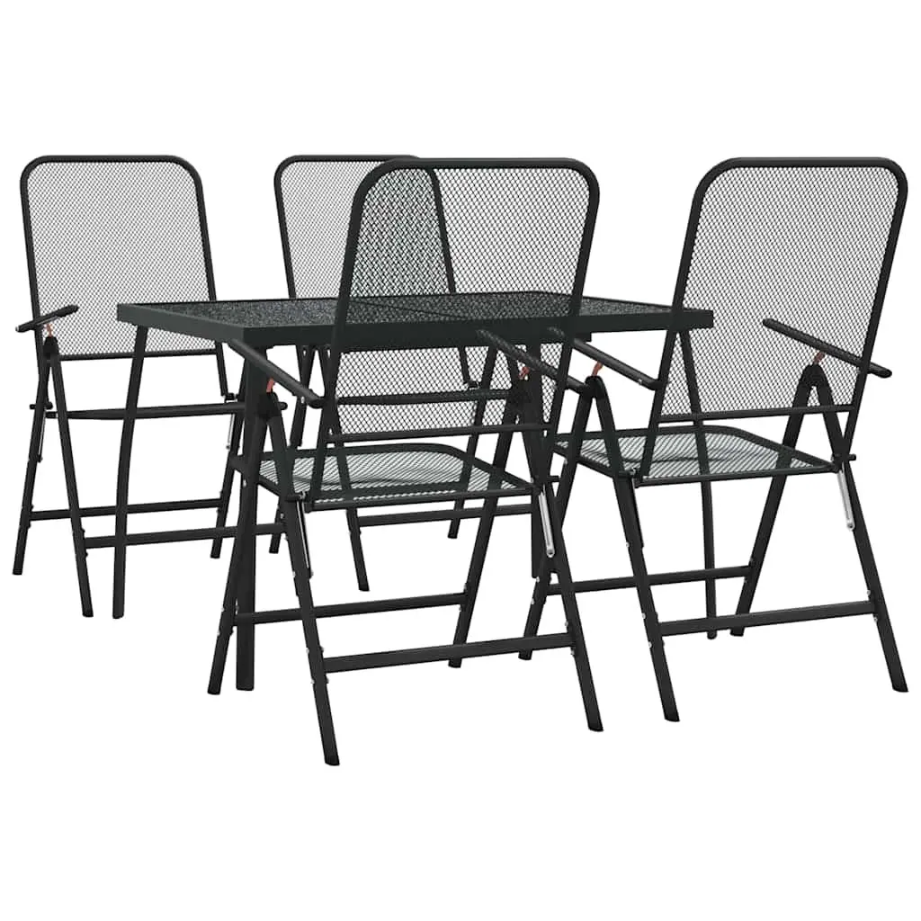 5-Piece Anthracite Metal Mesh Garden Dining Set