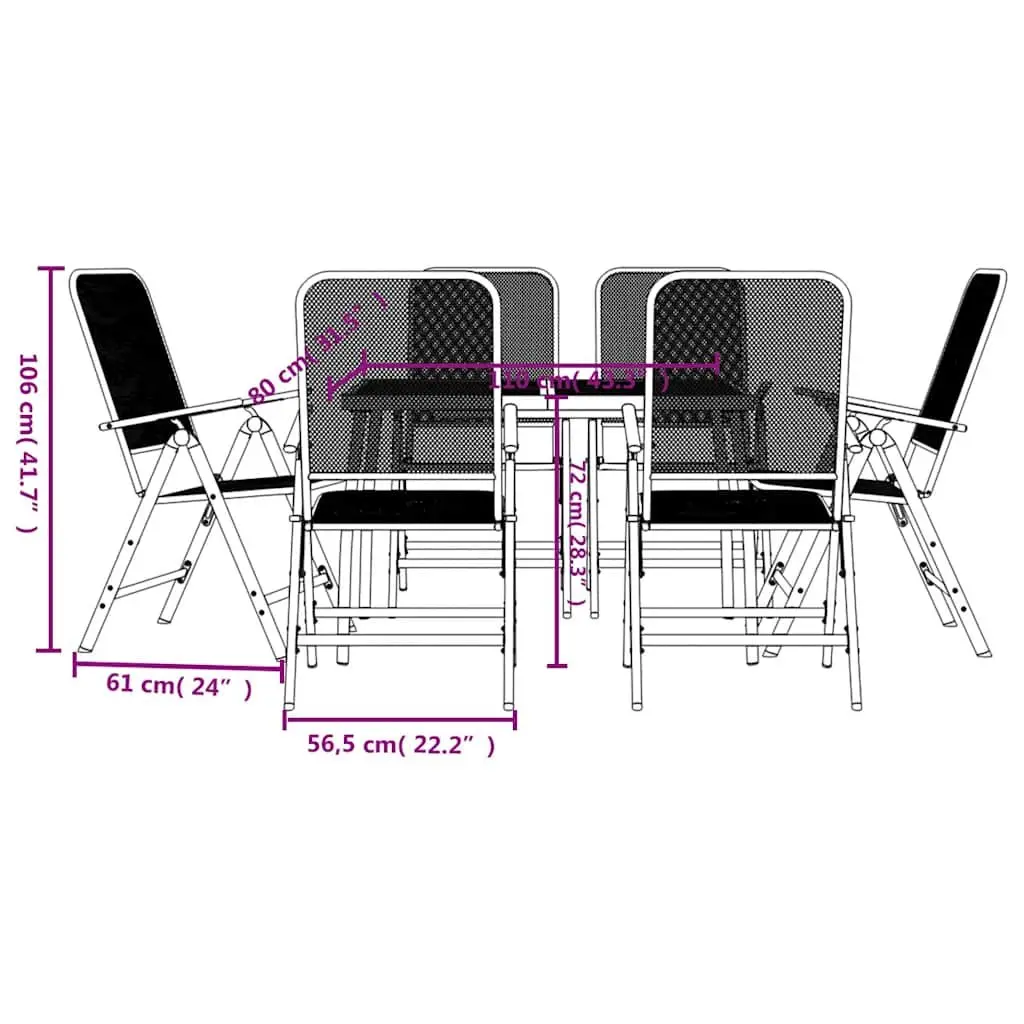 7 Piece Garden Dining Set in Anthracite