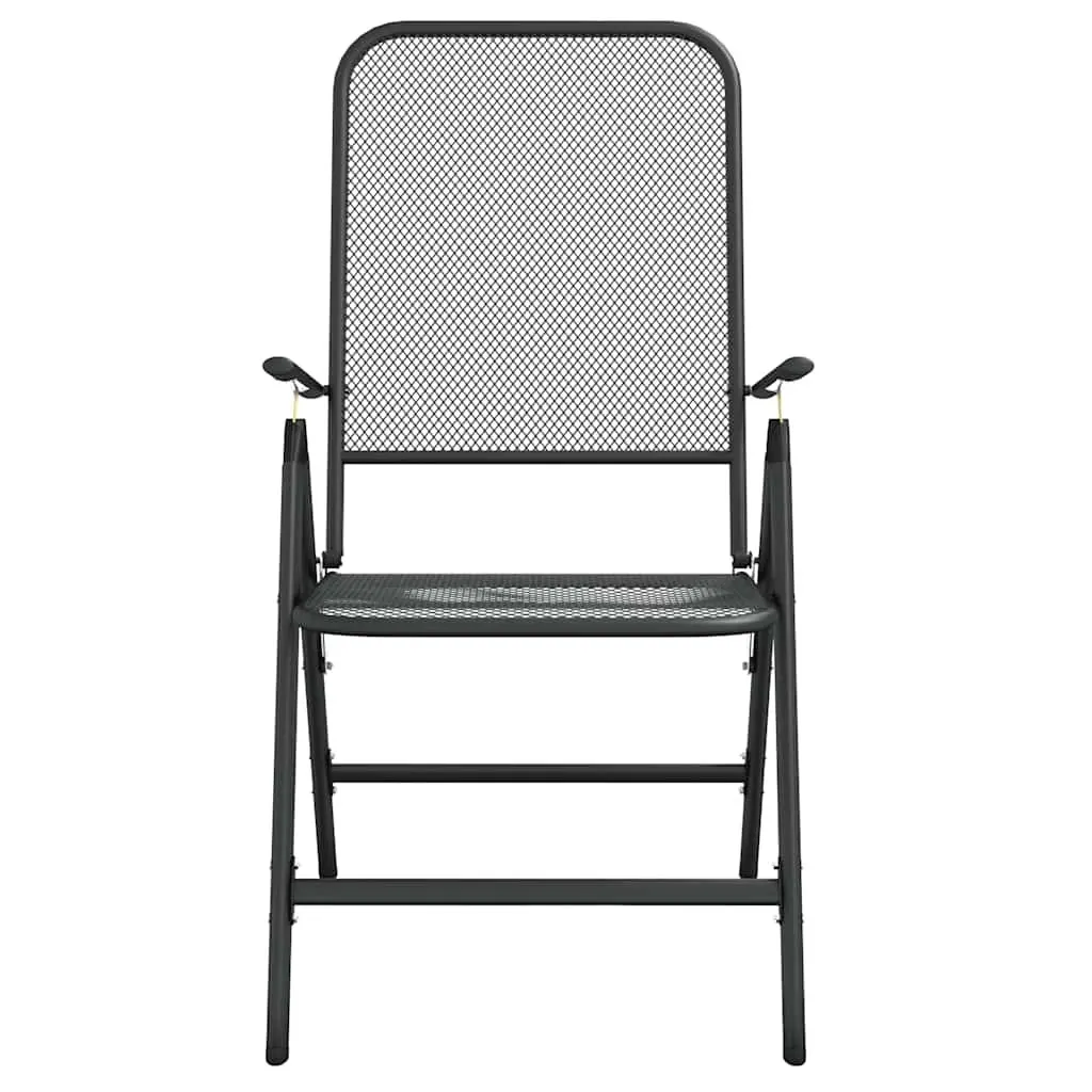 Garden Dining Set 7 Piece Outdoor Furniture Metal Mesh Anthracite Foldable