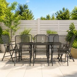 9 Piece Metal Mesh Garden Dining Set in Anthracite
