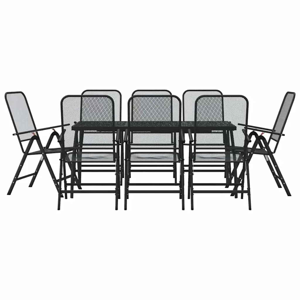 9 Piece Metal Mesh Garden Dining Set in Anthracite