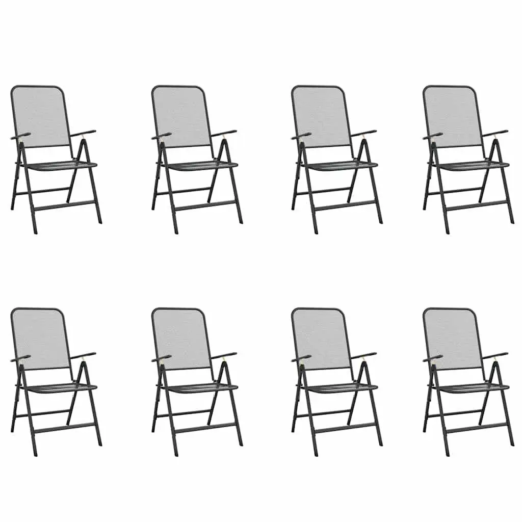 9 Piece Metal Mesh Garden Dining Set in Anthracite