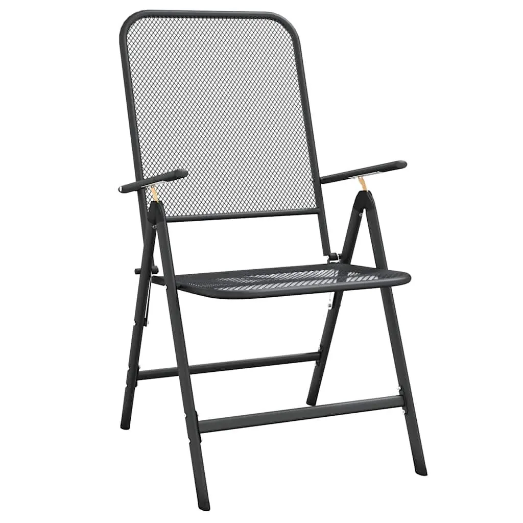 9 Piece Metal Mesh Garden Dining Set in Anthracite