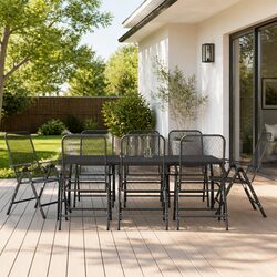 Sturdy 9-Piece Outdoor Garden Dining Set in Anthracite