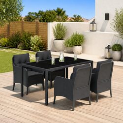 5-Piece Garden Dining Set with Durable PE Rattan