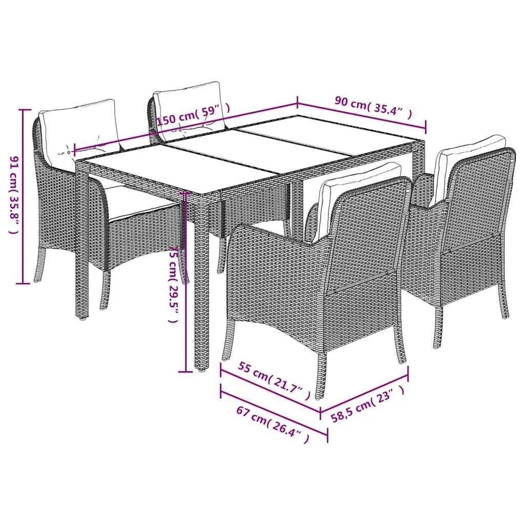 5-Piece Garden Dining Set with Durable PE Rattan