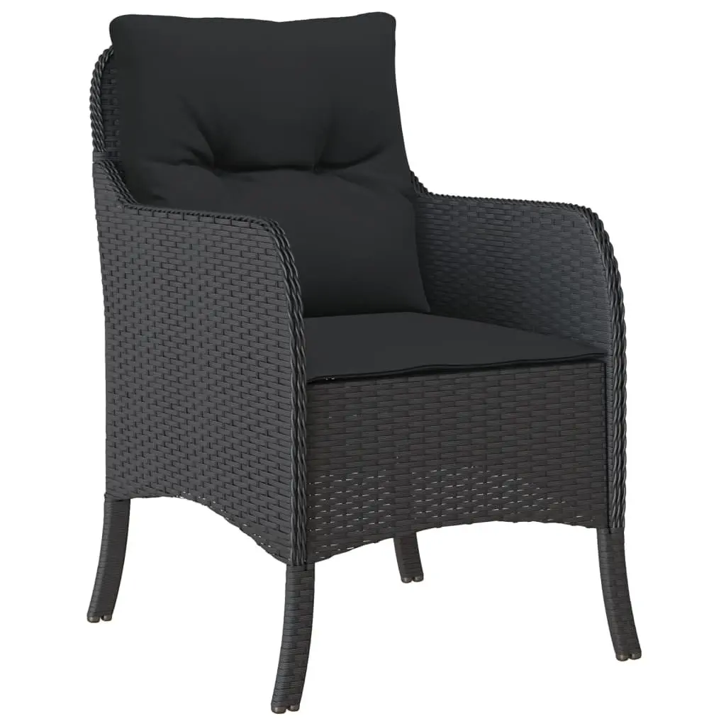 Outdoor Dining Set PE Poly Rattan 7 Piece Black Steel Frame with Cushions