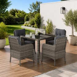 Grey Poly Rattan 5-Piece Outdoor Dining Set
