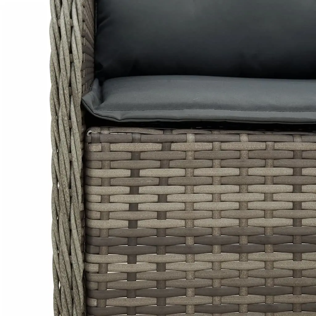 7 Piece Outdoor Dining Set PE Rattan Grey with Cushions and Tempered Glass Top
