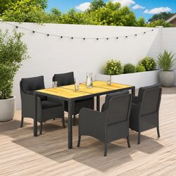 5-Piece Outdoor Dining Set with Black Poly Rattan