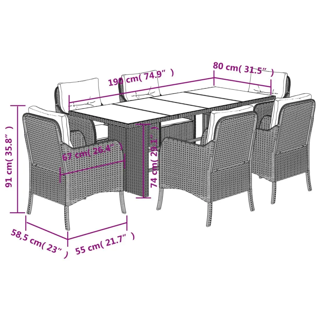 7 Piece Outdoor Dining Set for Patios
