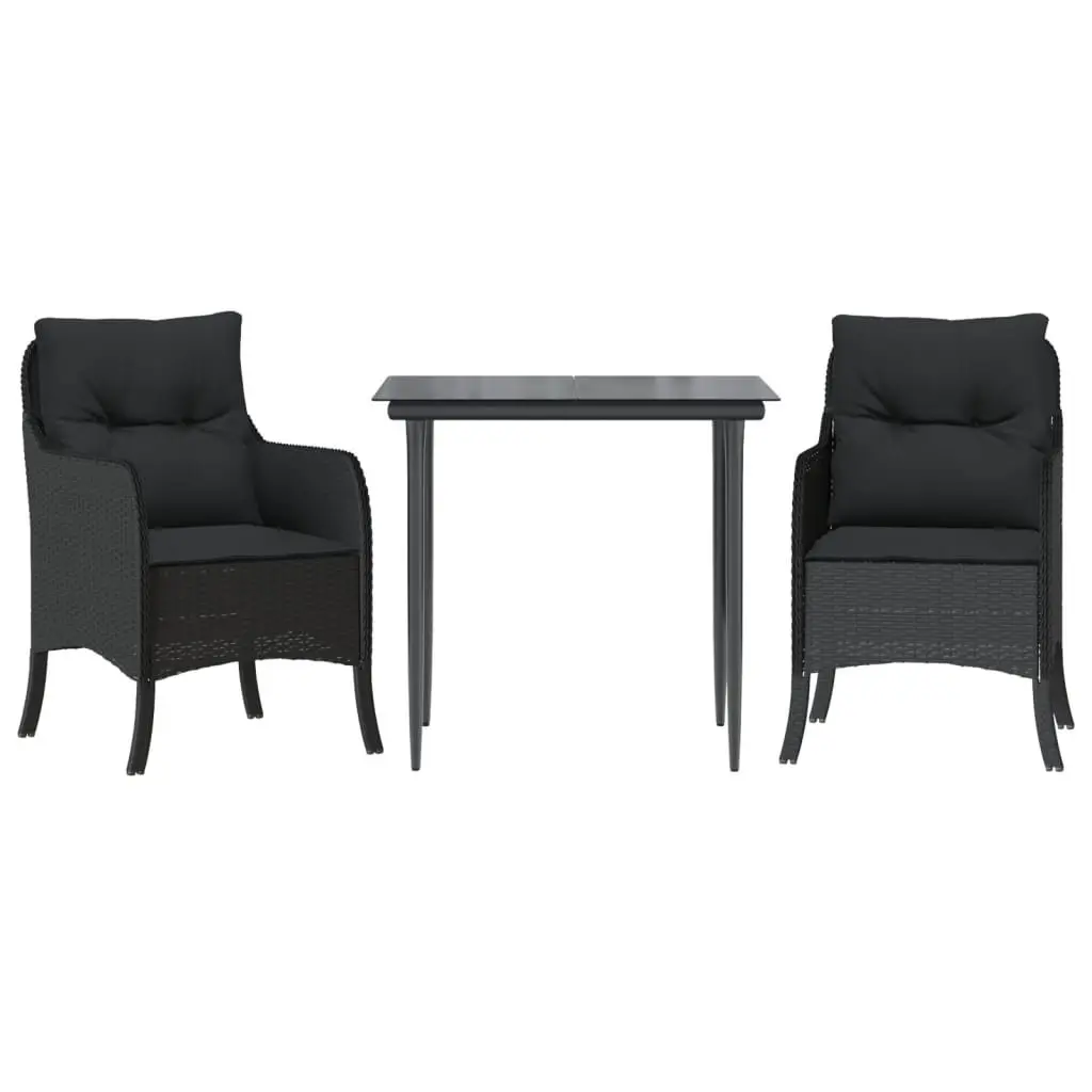 Black Rattan Outdoor Dining Set with Cushions
