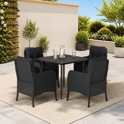 Stylish 5-Piece Outdoor Garden Dining Set in Black