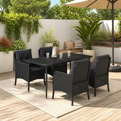Premium 5-Piece Outdoor Garden Dining Set in Black