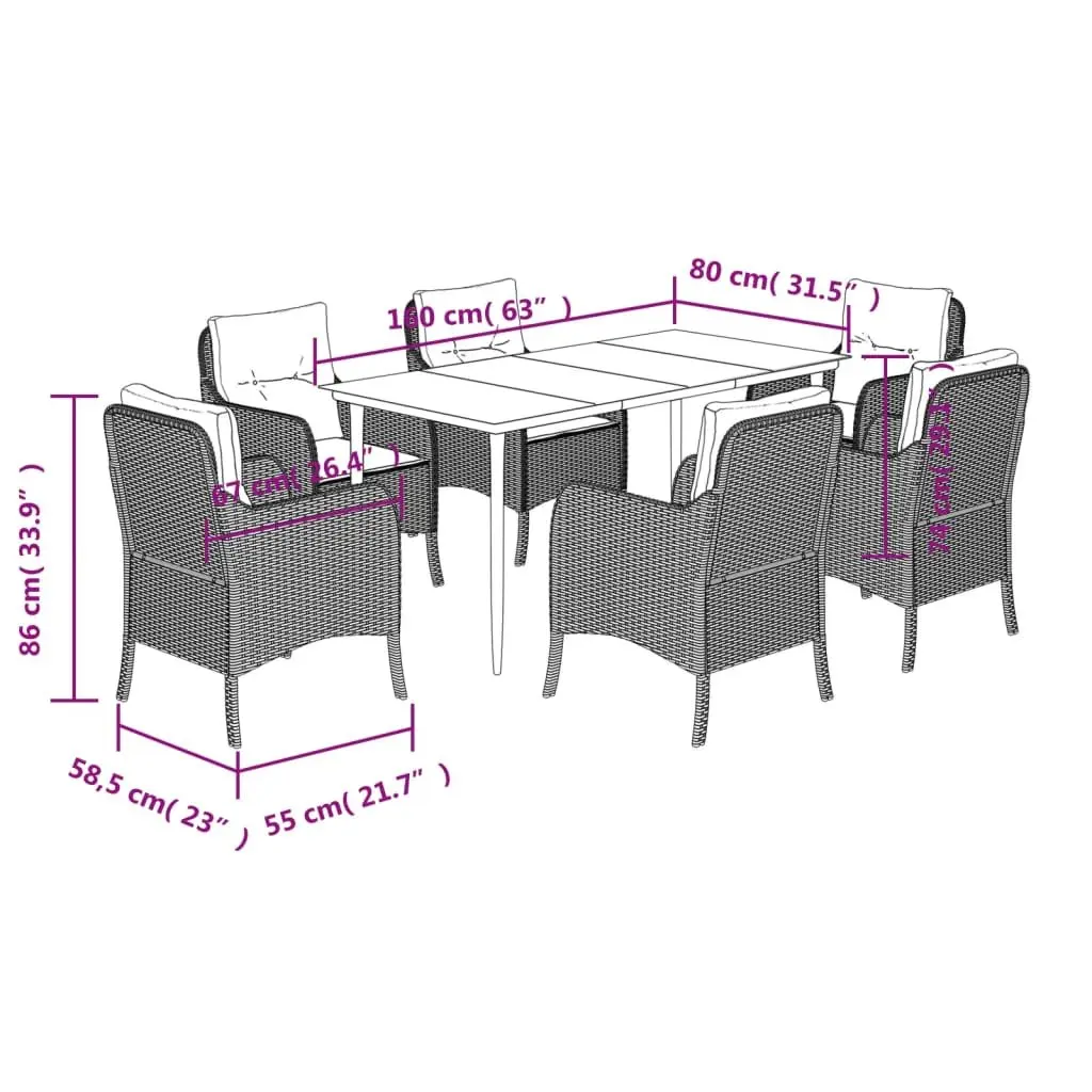 7-Piece Garden Patio Dining Set with Cushions