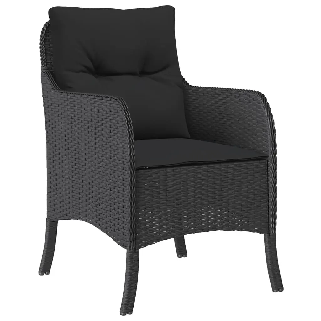 5 Piece Black Outdoor Dining Set with Cushions