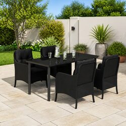 5 Piece Black Patio Furniture Set with Cushions