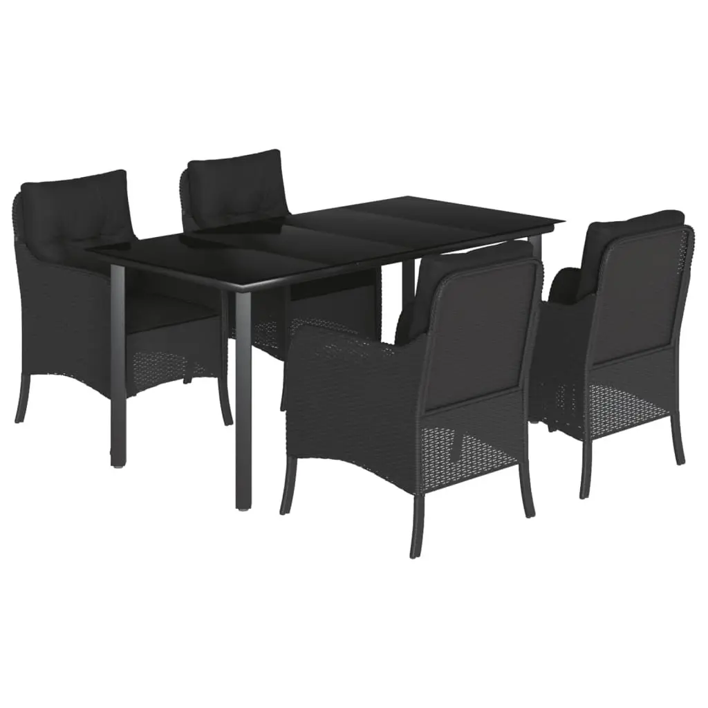 5 Piece Black Patio Furniture Set with Cushions