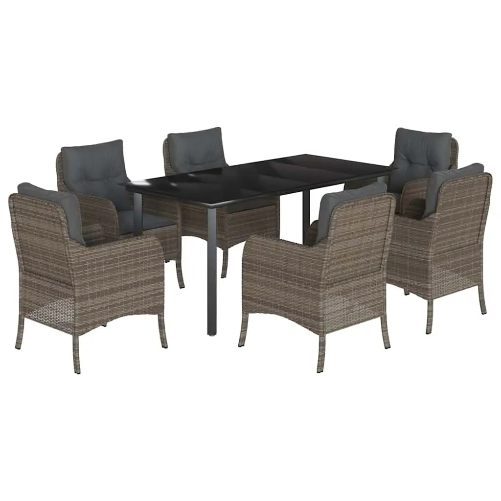 Garden Dining Set 7 Piece Outdoor Furniture Table Chairs Cushions Grey Patio