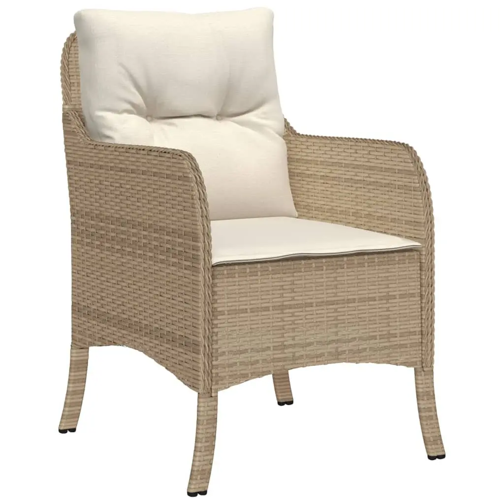 Outdoor Dining Set PE Rattan 3 Piece Beige Garden Furniture with Cushions