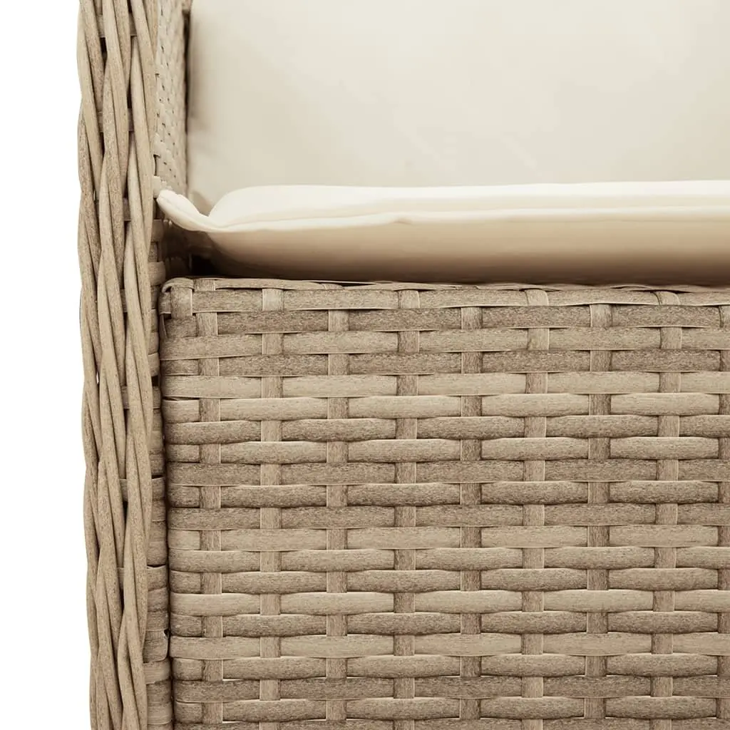 Outdoor Dining Set PE Rattan 3 Piece Beige Garden Furniture with Cushions