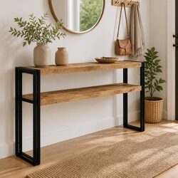 Stylish Wooden Console Table with Durable Iron Frame