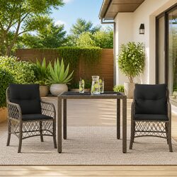High-Quality Outdoor Bistro Set 3 Piece Grey Poly Rattan