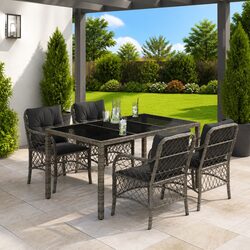 Premium Grey Rattan Garden Dining Set for Outdoor Relaxation
