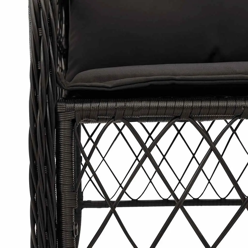 Outdoor Dining Set Poly Rattan 5 Piece Garden Furniture Black