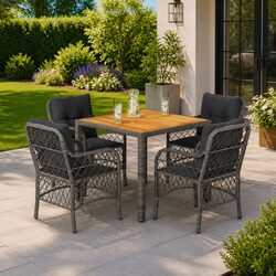 Durable 5 Piece Garden Dining Set with Cushions