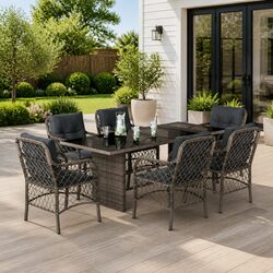 Premium 7 Piece Garden Dining Set with Cushions