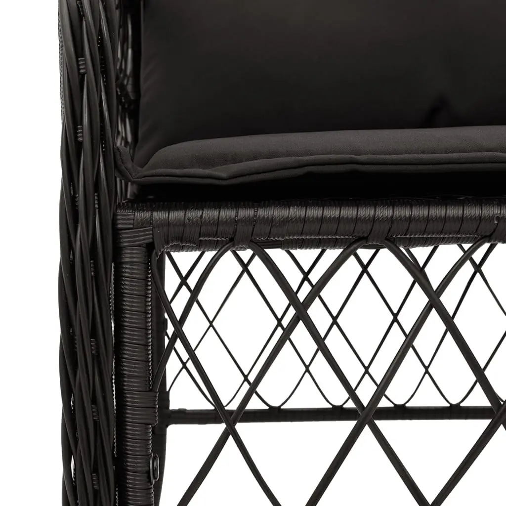 7 Piece Black Poly Rattan Outdoor Dining Set