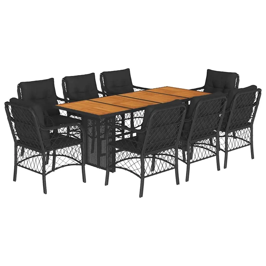 Outdoor Garden Dining Set 9 Pieces in Black