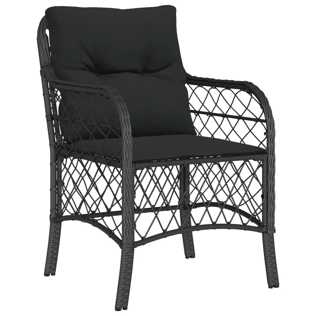 Outdoor Bistro Set PE Rattan 3 Piece Black with Cushions