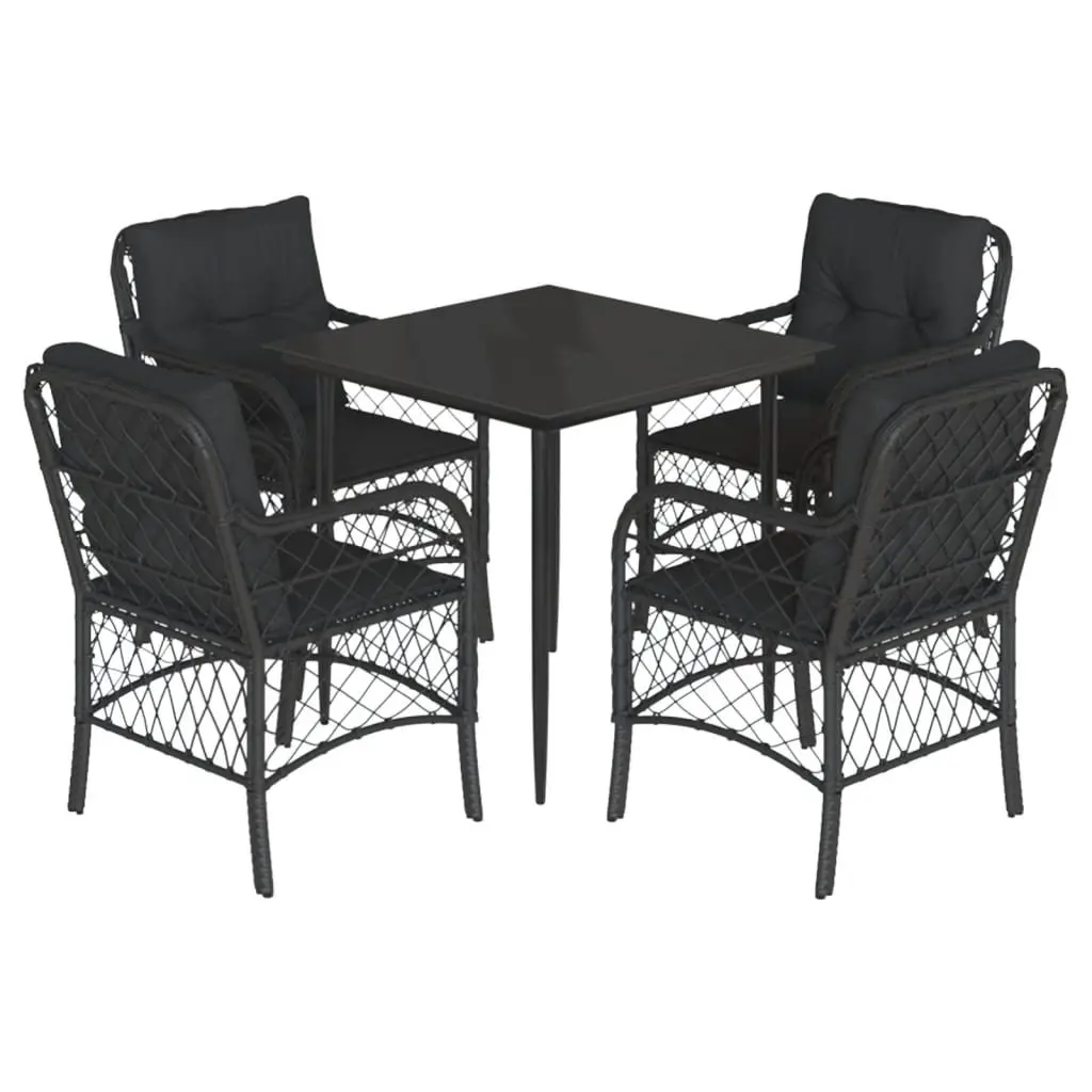 5 Piece Outdoor Dining Set with Black PE Rattan