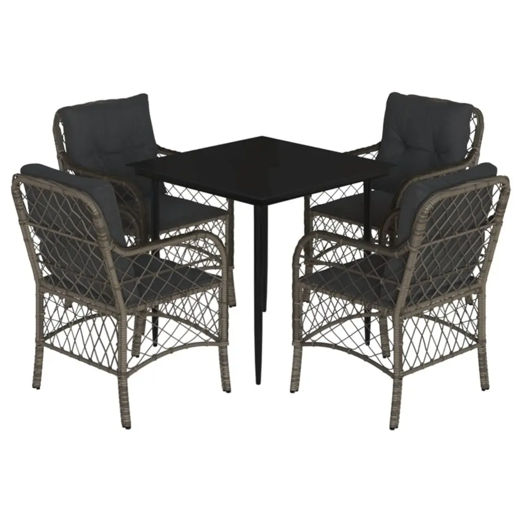 5 Piece Garden Dining Set with Grey Rattan