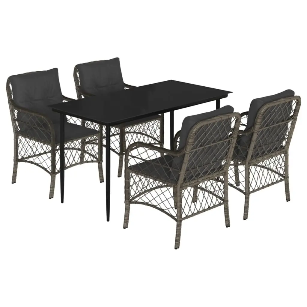 Garden Dining Set 5 Piece Outdoor Patio Furniture with Cushions Grey
